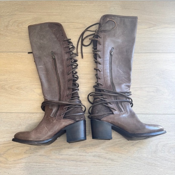 Freebird "Coal" Brown Leather Tall Boots - Picture 2 of 3